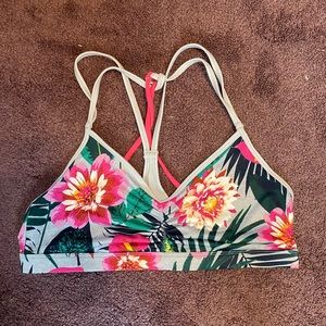 NWOT Old Navy strappy tropical sports bra size L